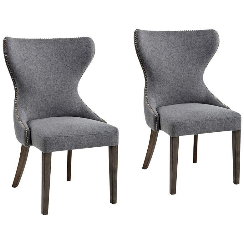 Image 3 Ariana Dark Gray Fabric Tufted Dining Chairs Set of 2