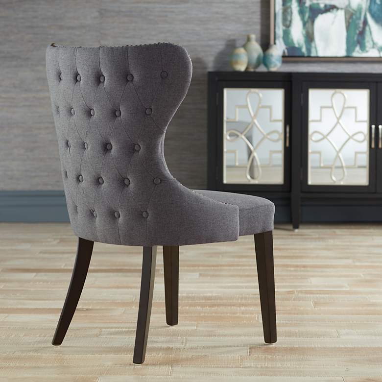 Image 7 Ariana Dark Gray Fabric Tufted Dining Chairs Set of 2 more views