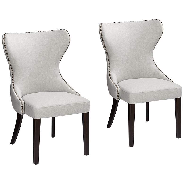 Image 3 Ariana Light Gray Fabric Tufted Dining Chairs Set of 2