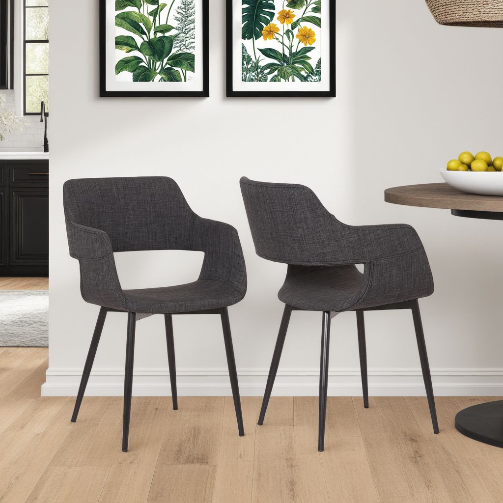 Ariana Mid-Century Dining Accent Chair in Gray Upholstery