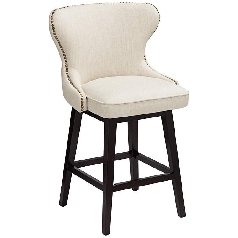 Image 2 Ariana Sand Linen 25 1/2 inch Swivel Counter Stool