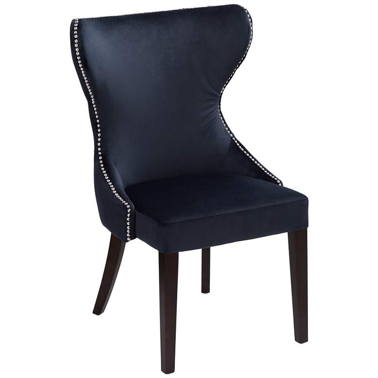 Image 1 Ariana Silver Trimmed Navy Blue Velvet Dining Chair