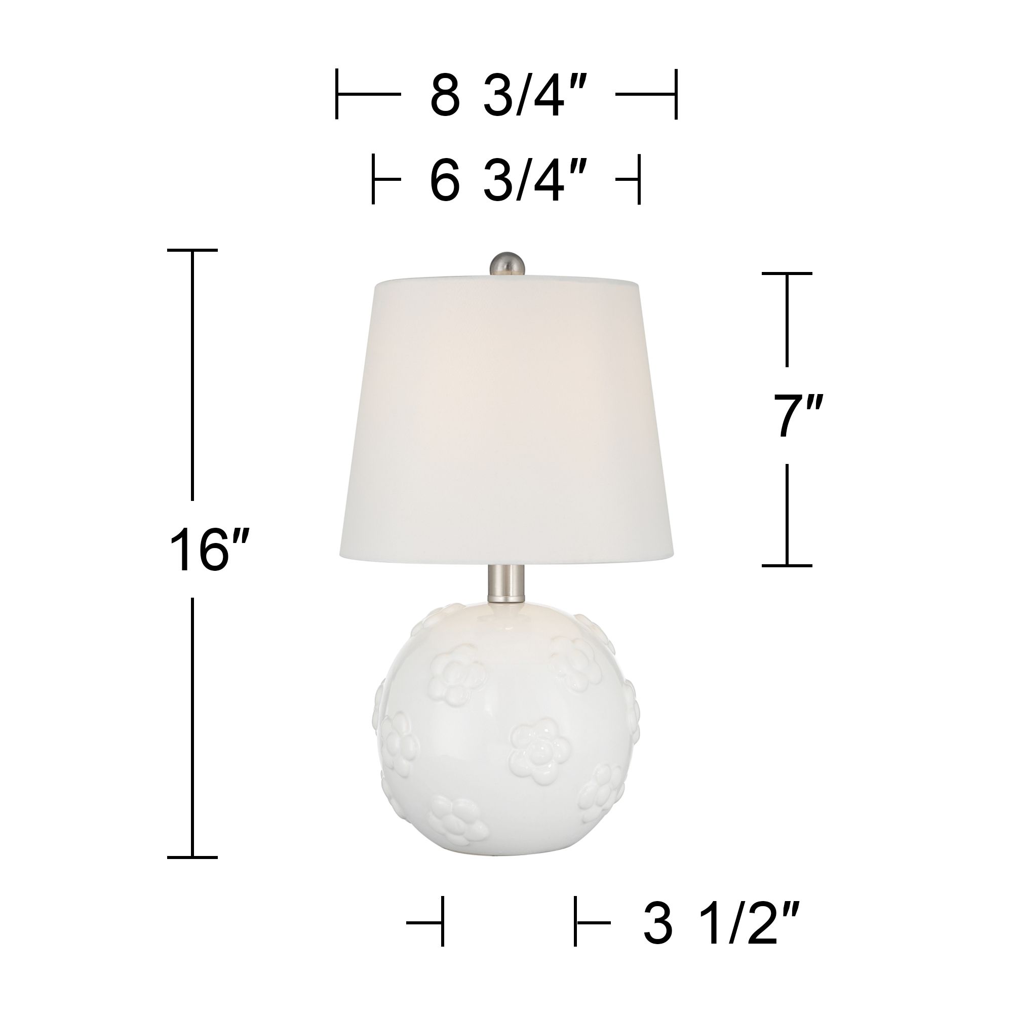 Arianna 16" High White Flower Ceramic Accent Table Lamp
