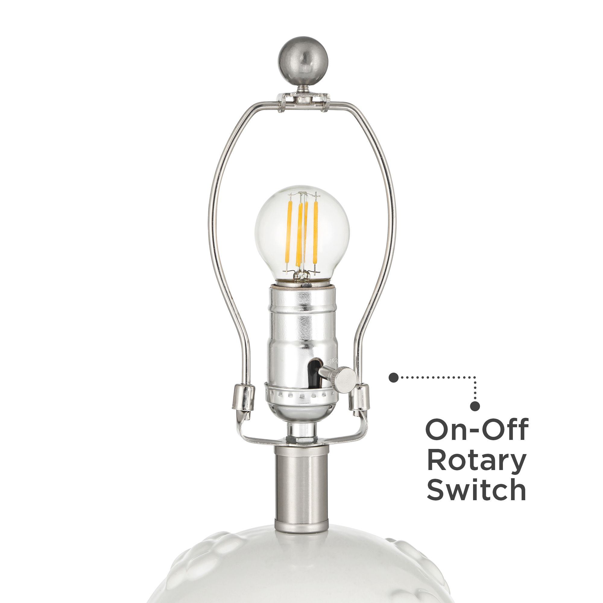 Image 5 Arianna 16"H White Flower Ceramic Accent Table Lamp Set with Dimmer more views