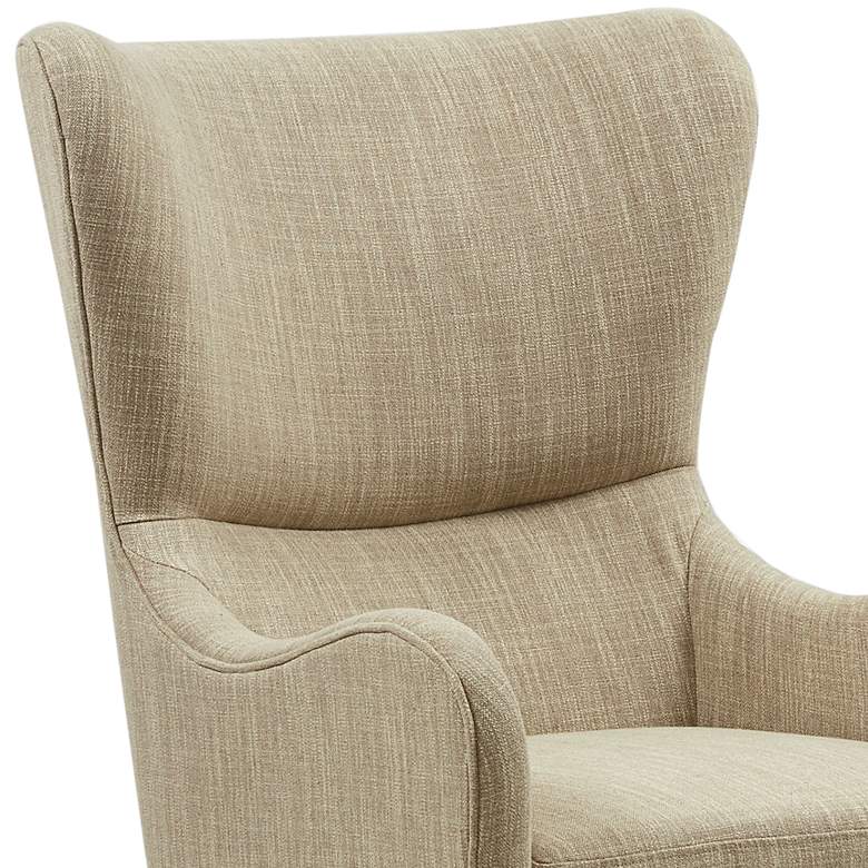 Image 3 Arianna Taupe Fabric Swoop Wing Chair more views