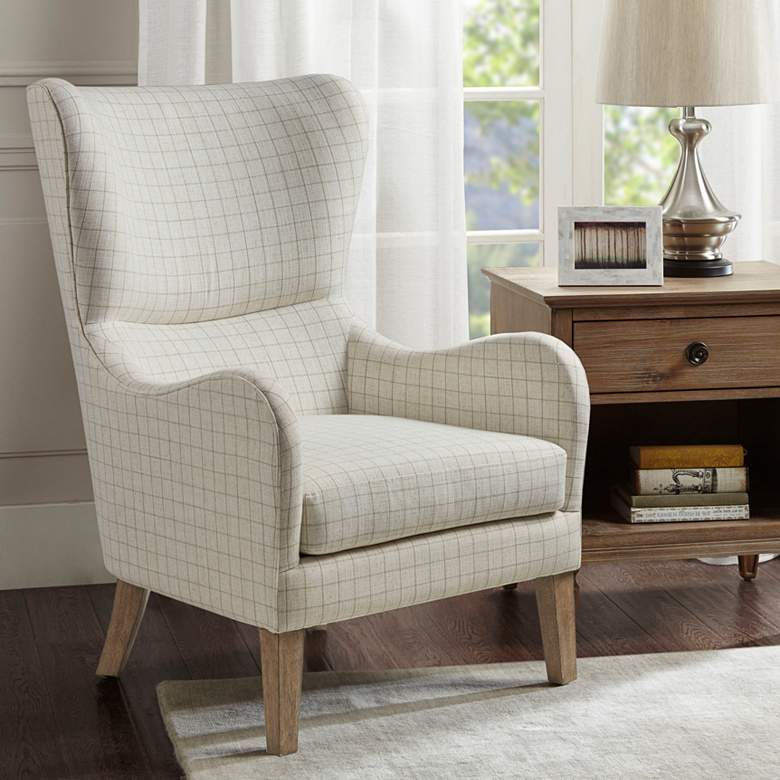 Image 1 Arianna White Linen Swoop Wing Chair