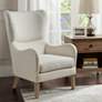 Arianna White Linen Swoop Wing Chair