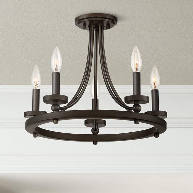 Image 1 Arianne 17" Wide Bronze Metal 5-Light Ceiling Light