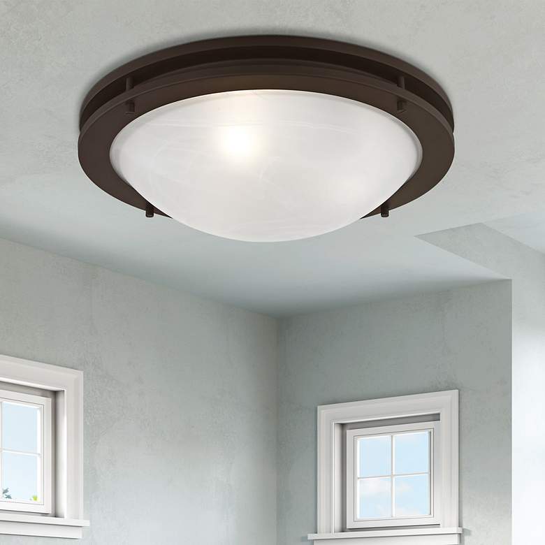 Image 1 Ariel 17-in W Bronze Flush Mount Light