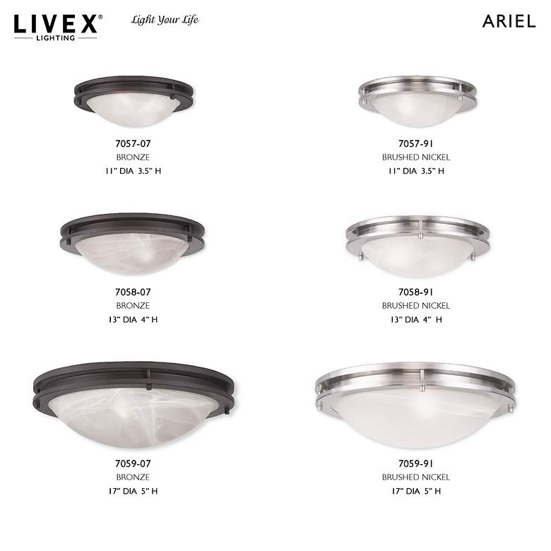 Image 7 Ariel 17-in W Bronze Flush Mount Light more views