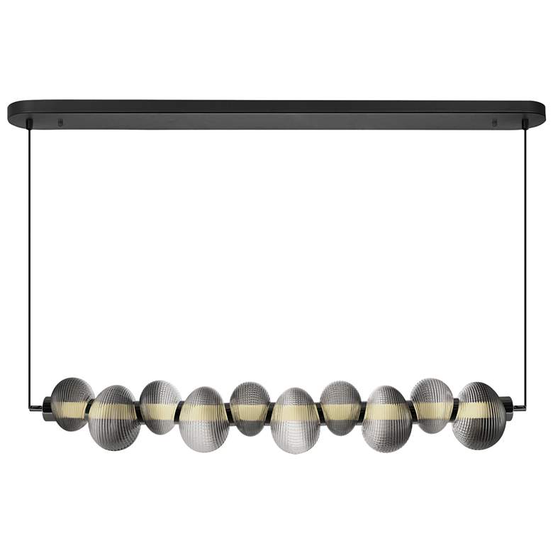 Image 1 Ariel 42.8"W Chrome, Black Island-Light w/ Ribbed Smoke Ombre Shade