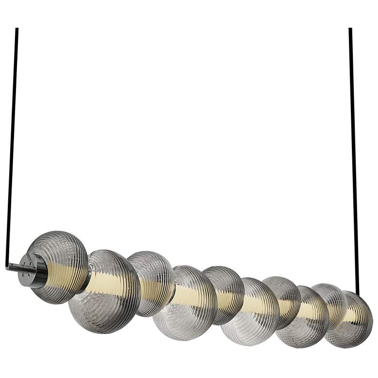 Image 2 Ariel 42.8"W Chrome, Black Island-Light w/ Ribbed Smoke Ombre Shade more views