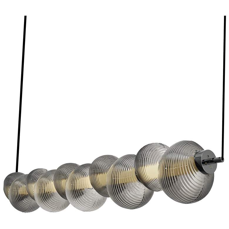 Image 3 Ariel 42.8"W Chrome, Black Island-Light w/ Ribbed Smoke Ombre Shade more views