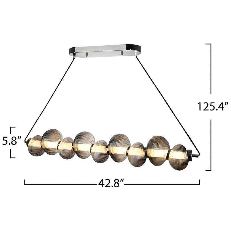 Image 7 Ariel 42.8"W Chrome, Black Island-Light w/ Ribbed Smoke Ombre Shade more views