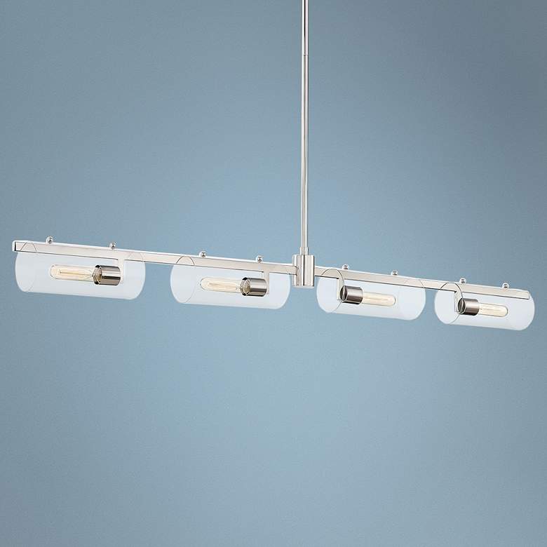 Image 1 Ariel 57 1/2"W Polished Nickel Kitchen Island Light Pendant