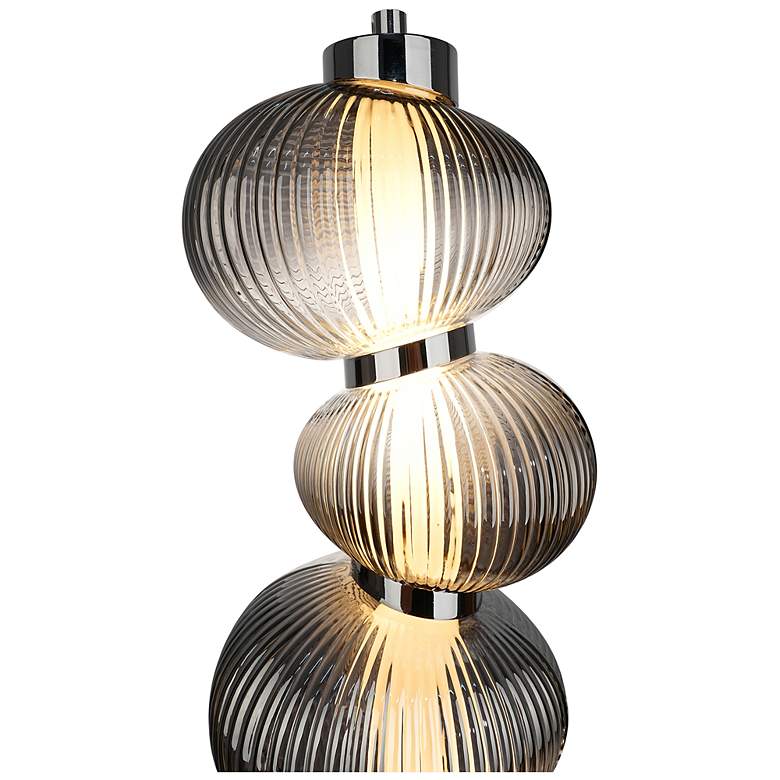 Image 2 Ariel 6.3" Wide Chrome, Black Pendant w/ Ribbed Smoke Ombre Shade more views