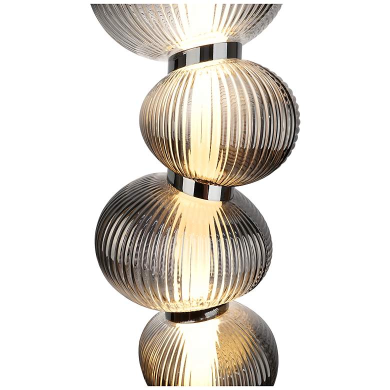Image 3 Ariel 6.3" Wide Chrome, Black Pendant w/ Ribbed Smoke Ombre Shade more views