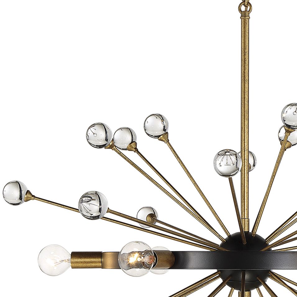 Image 2 Ariel 6-Light Chandelier in Como Black with Gold Accents more views