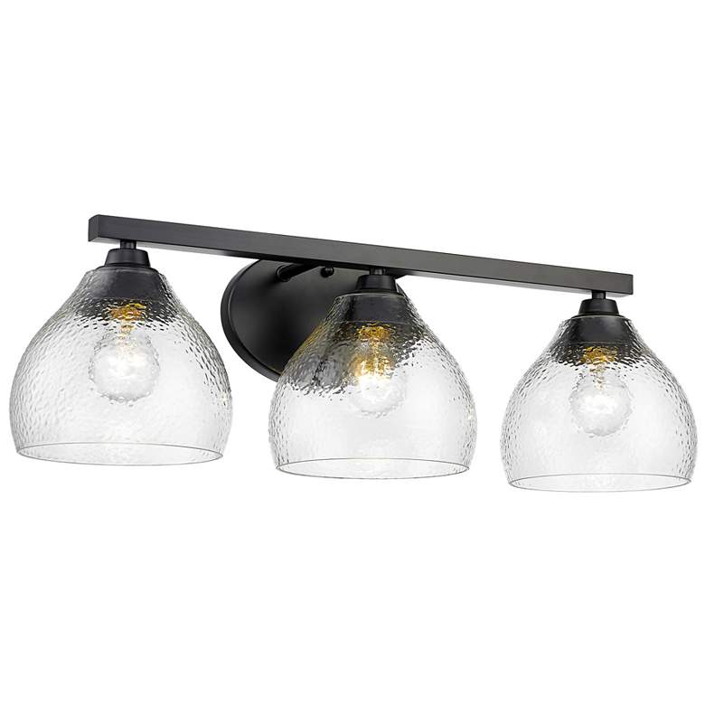 Image 1 Ariella 26 3/8 inch Wide Vanity Light in Matte Black with Hammered Clear G