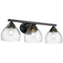 Ariella 26 3/8" Wide Vanity Light in Matte Black with Hammered Clear G