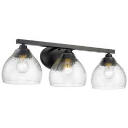 Ariella 26 3/8&quot; Wide Vanity Light in Matte Black with Hammered Clear G