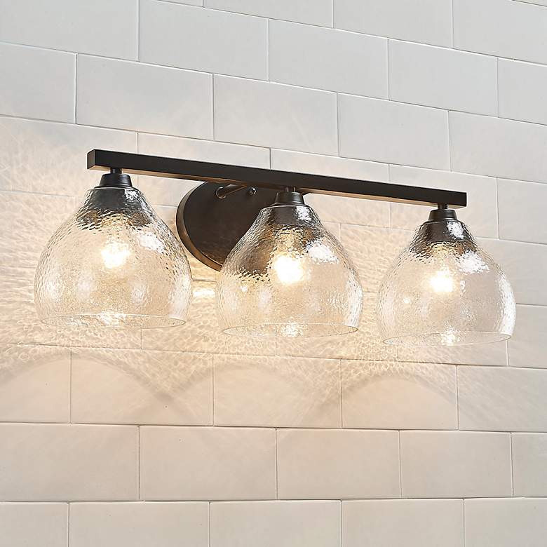 Image 1 Ariella 26 1/2" Wide Matte Black 3-Light Vanity Bath Light