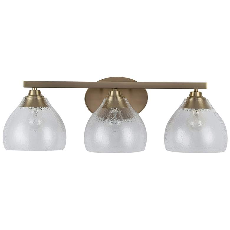 Image 1 Ariella 3-Light Vanity Light in Brushed Champagne Bronze with Hammered Clea