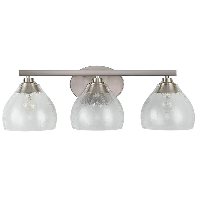 Image 1 Ariella 3-Light Vanity Light in Pewter with Hammered Clear Glass