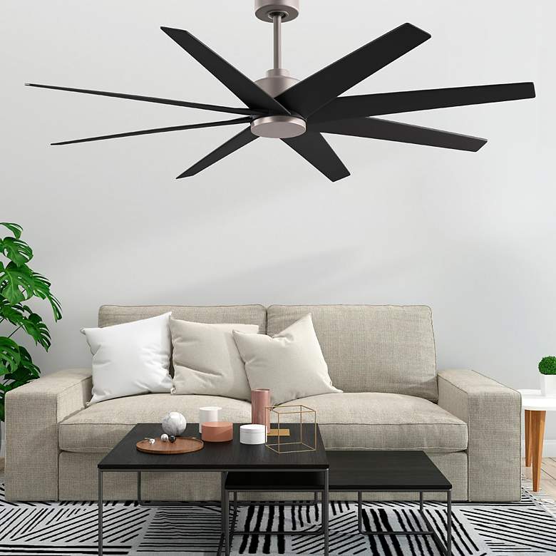 Image 2 Ariella 64" 8-Blade Brushed Nickel Ceiling Fan w/ Matte Black Blades more views