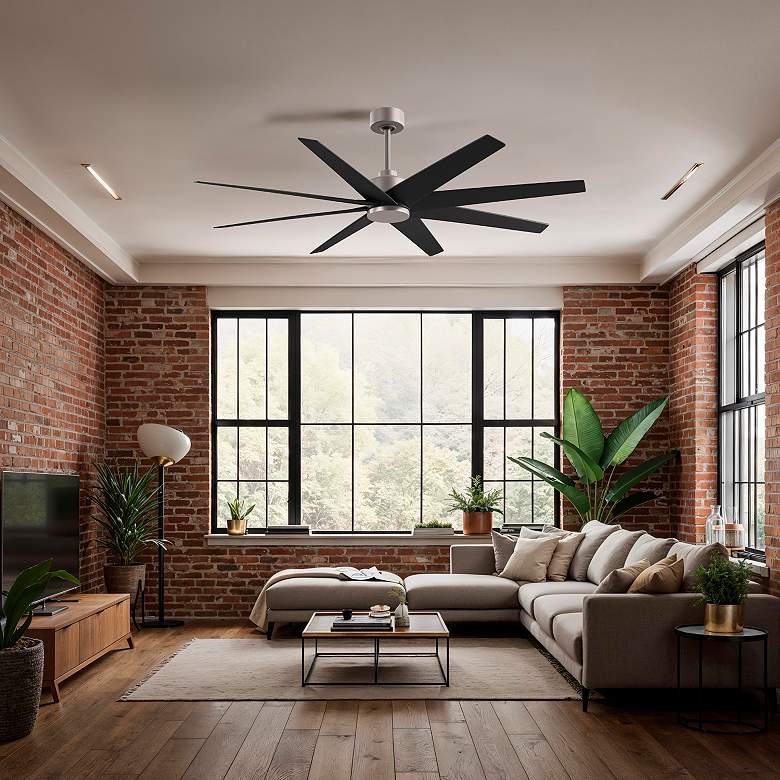Image 4 Ariella 64" 8-Blade Brushed Nickel Ceiling Fan w/ Matte Black Blades more views