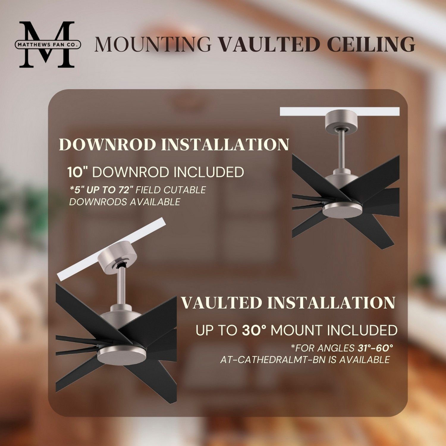 Ariella 64" 8-Blade Brushed Nickel Ceiling Fan w/ Matte Black Blades