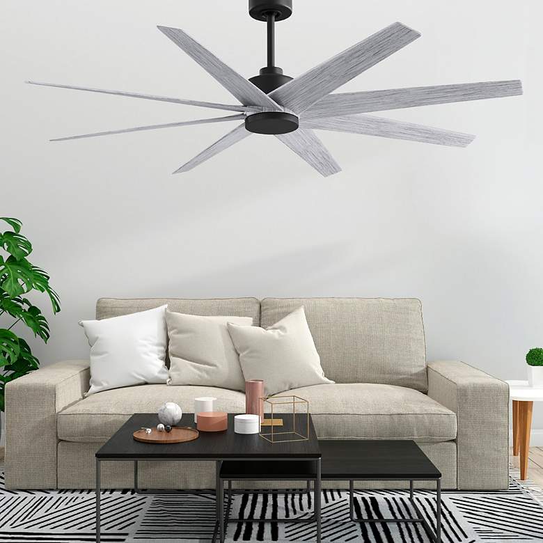 Image 2 Ariella 64" 8-Blade Matte Black Ceiling Fan w/ Barn Wood Blades more views