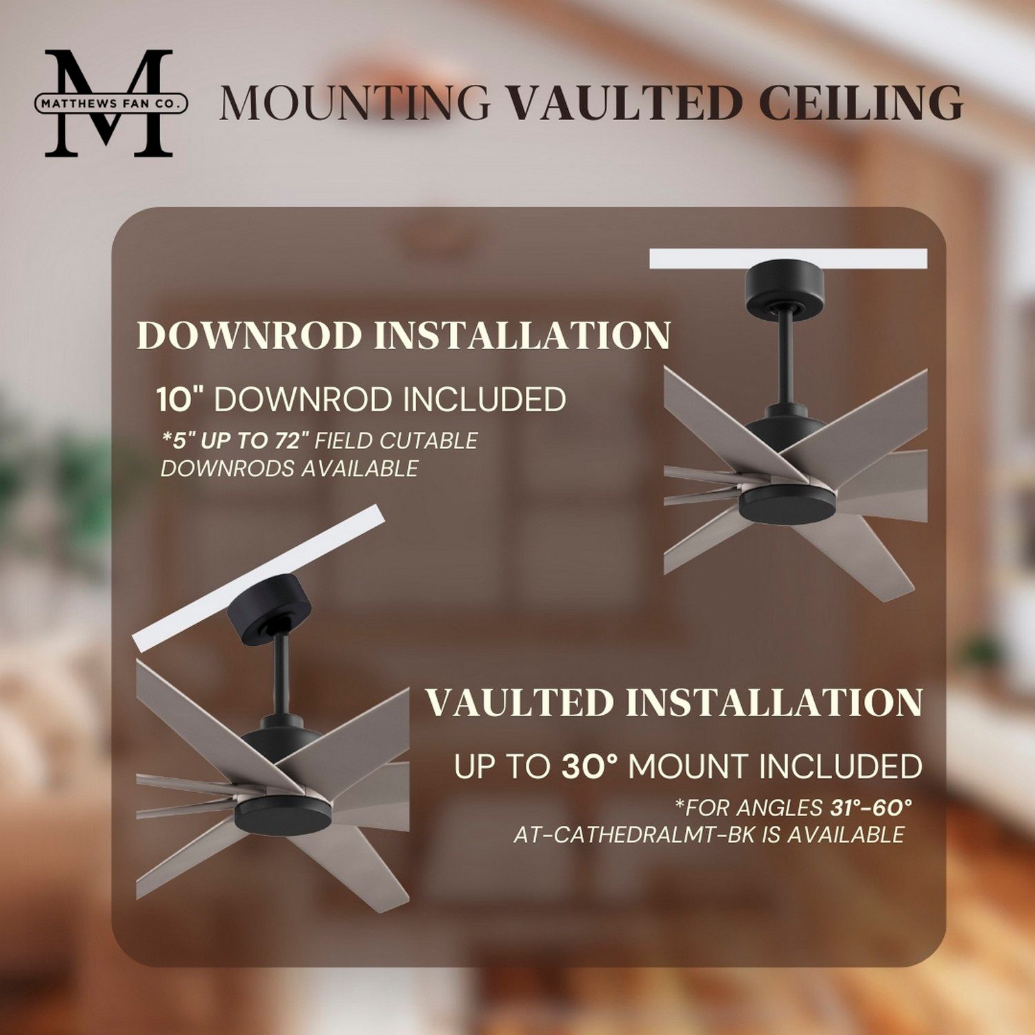 Ariella 64" 8-Blade Matte Black Ceiling Fan w/ Brushed Nickel Blades