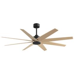 Ariella 64" 8-Blade Matte Black Ceiling Fan w/ Light Maple Blades