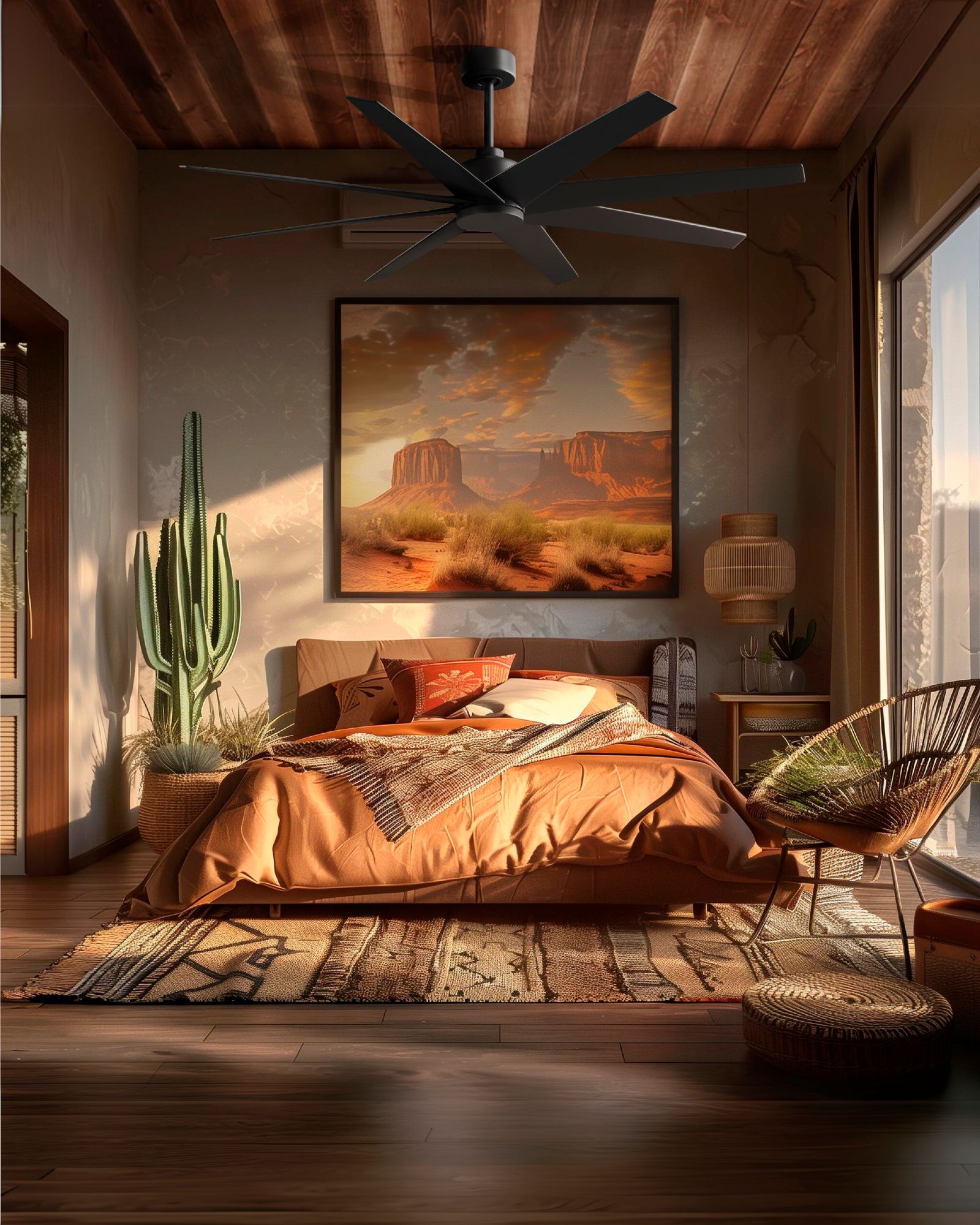 Image 2 Ariella 64" 8-Blade Matte Black Ceiling Fan w/ Matte Black Blades more views