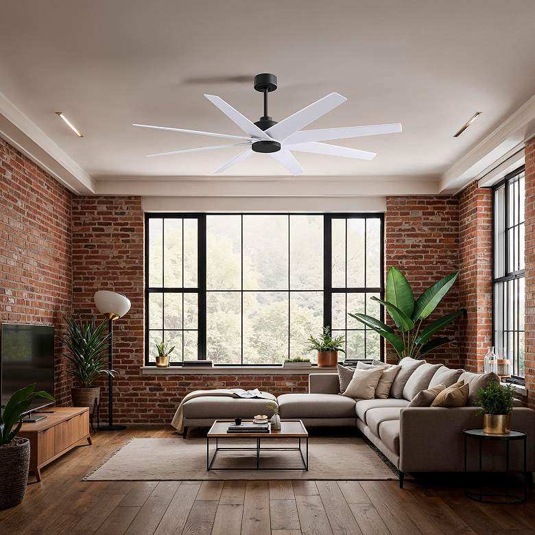 Image 4 Ariella 64" 8-Blade Matte Black Ceiling Fan w/ Matte White Blades more views