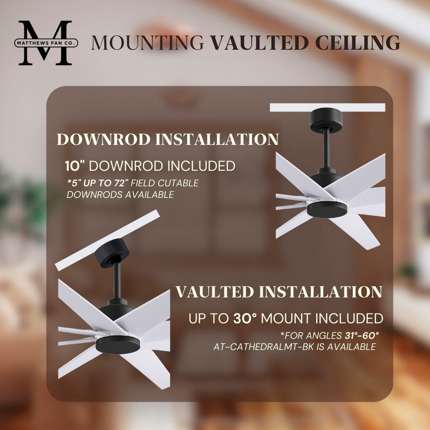 Ariella 64" 8-Blade Matte Black Ceiling Fan w/ Matte White Blades