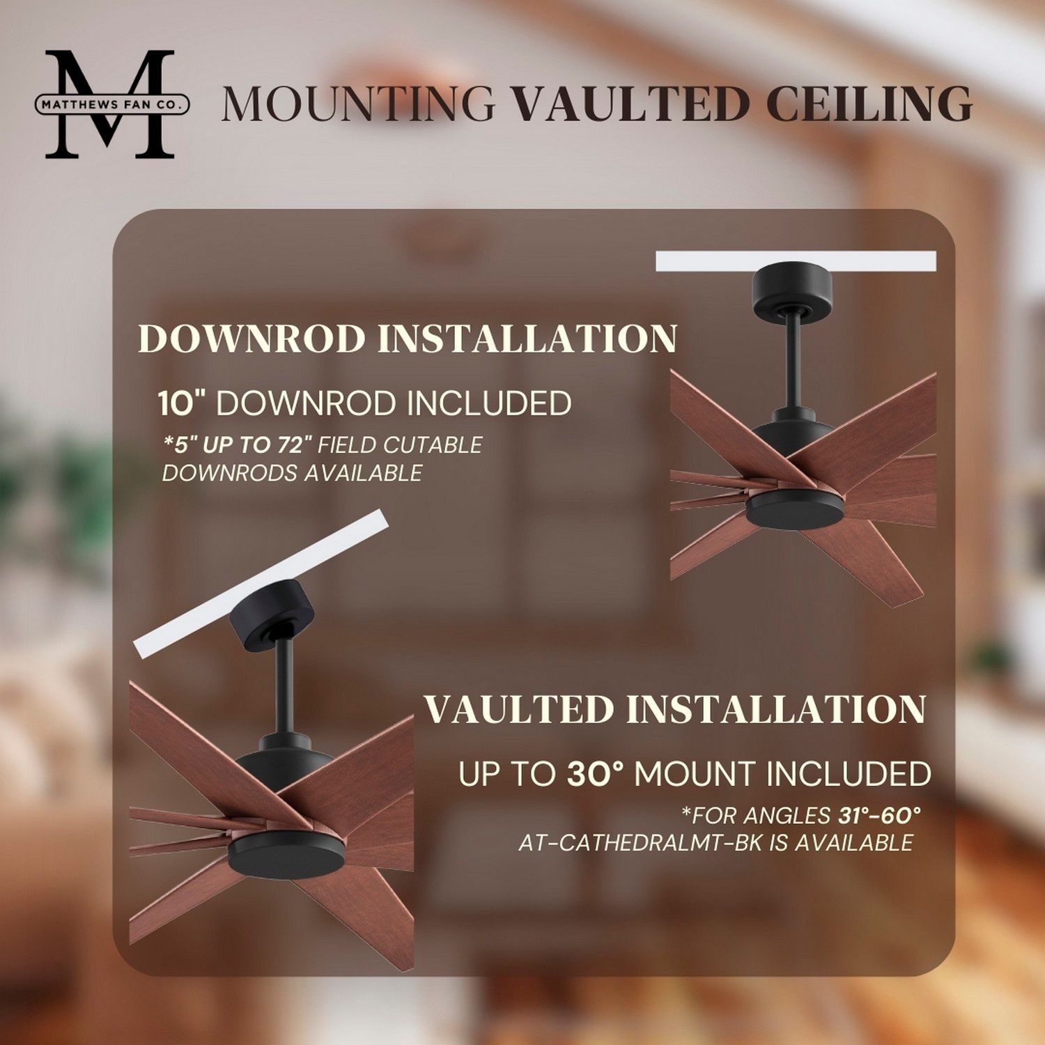 Ariella 64" 8-Blade Matte Blavck Ceiling Fan w/ Walnut Blades