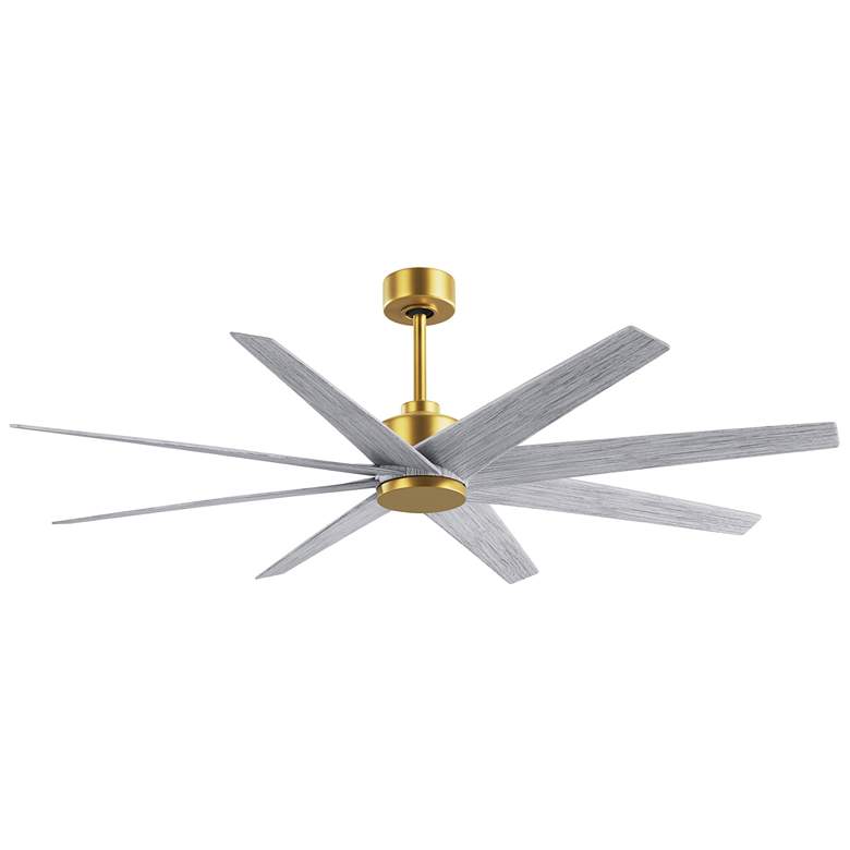 Image 1 Ariella 64"W 8 Blade Brushed Brass Ceiling Fan w/ Barn Wood Tone Blade