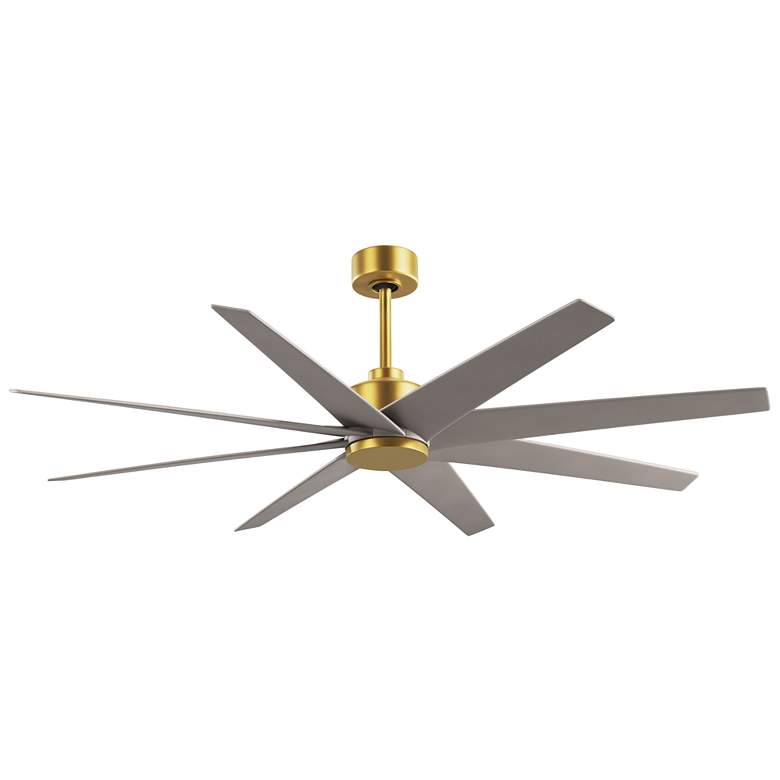 Image 1 Ariella 64"W 8 Blade Brushed Brass Ceiling Fan w/ Brushed Nickel Blade