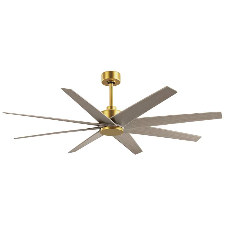 Image 1 Ariella 64"W 8 Blade Brushed Brass Ceiling Fan w/ Gray Ash Tone Blades