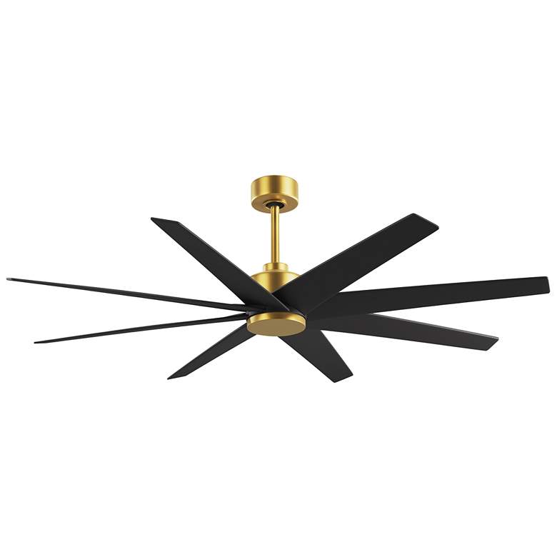Image 1 Ariella 64"W 8 Blade Brushed Brass Ceiling Fan w/ Matte Black Blades