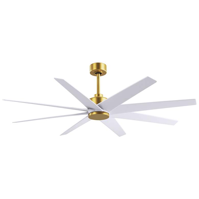 Image 1 Ariella 64"W 8 Blade Brushed Brass Ceiling Fan w/ Matte White Blades