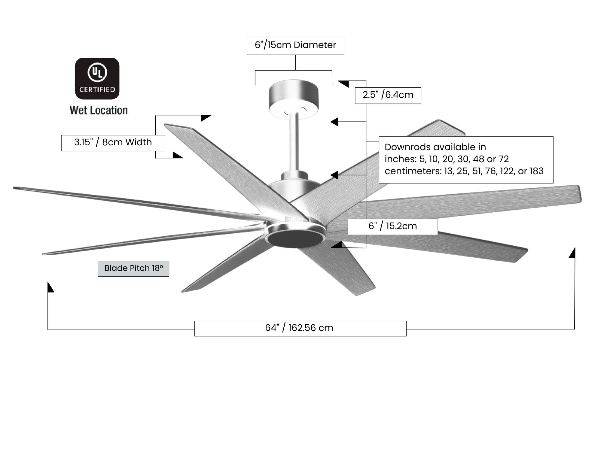 Image 5 Ariella 64"W 8 Blade Brushed Brass Ceiling Fan w/ Walnut Tone Blades more views