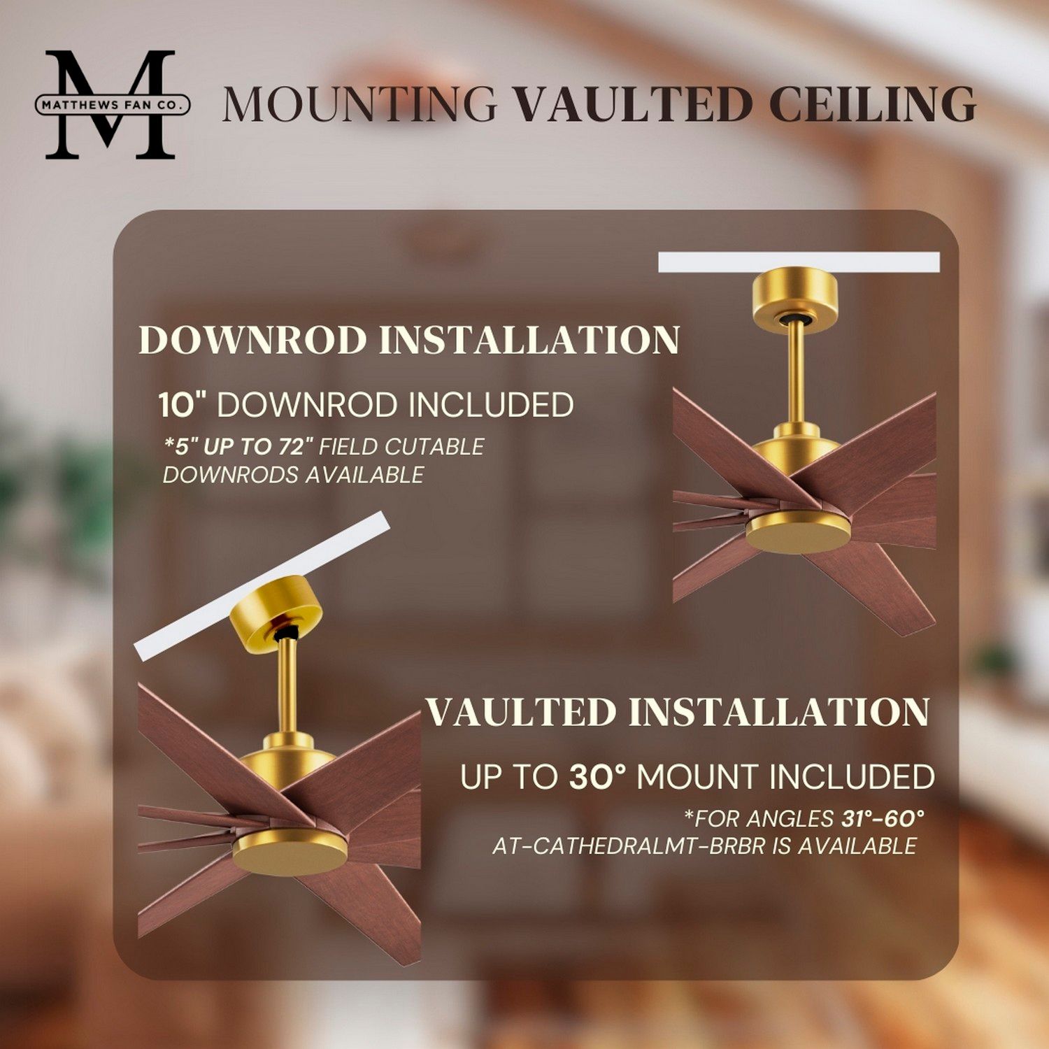 Ariella 64"W 8 Blade Brushed Brass Ceiling Fan w/ Walnut Tone Blades