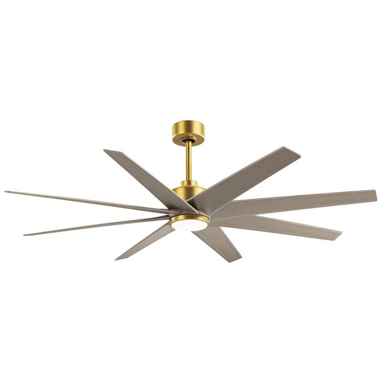 Image 1 Ariella 64"W 8 Blade Brushed Brass LED Ceiling Fan w/ Gray Ash Tone Bl