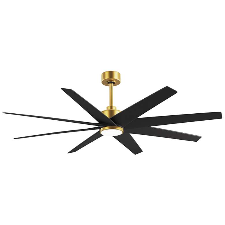 Image 1 Ariella 64"W 8 Blade Brushed Brass LED Ceiling Fan w/ Matte Black Blad