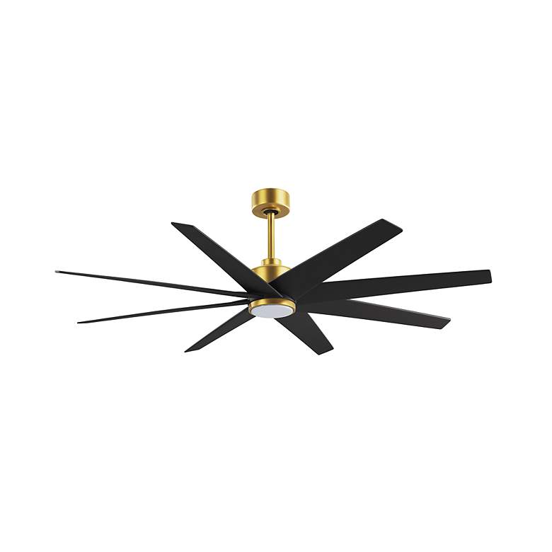 Image 2 Ariella 64"W 8 Blade Brushed Brass LED Ceiling Fan w/ Matte Black Blad more views