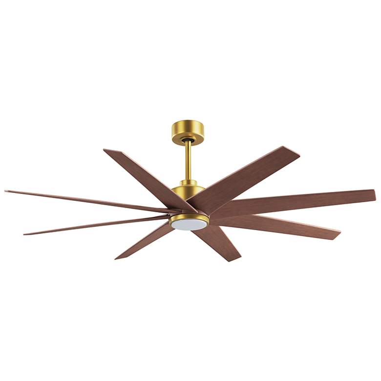 Image 2 Ariella 64"W 8 Blade Brushed Brass LED Ceiling Fan w/ Walnut Tone Blad more views