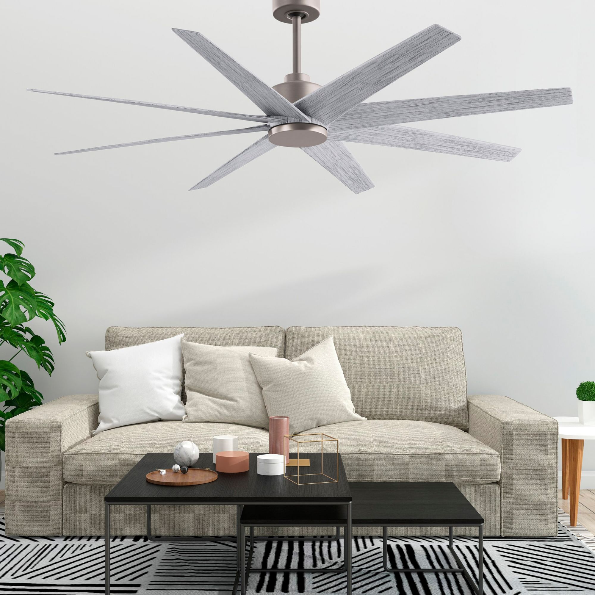 Image 2 Ariella 64"W 8 Blade Brushed Nickel Ceiling Fan w/ Barn Wood Tone Blad more views